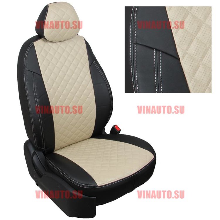 Авточехлы KIA-Sorento I 2002-2009 (Ромб) чер+беж Авточехлы KIA-Sorento I 2002-2009 (Ромб) чер+беж