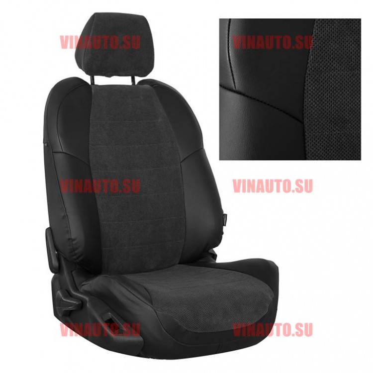 Авточехлы VW- Polo Sd деленная 40\60 с 2010 (Велюр) чер+тем.сер Авточехлы VW- Polo Sd деленная 40\60 с 2010 (Велюр) чер+тем.сер