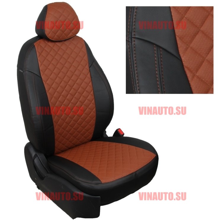 Авточехлы HYUNDAI- Creta 2016-2021 (Ромб) чер+коричневый Авточехлы HYUNDAI- Creta 2016-2021 (Ромб) чер+коричневый