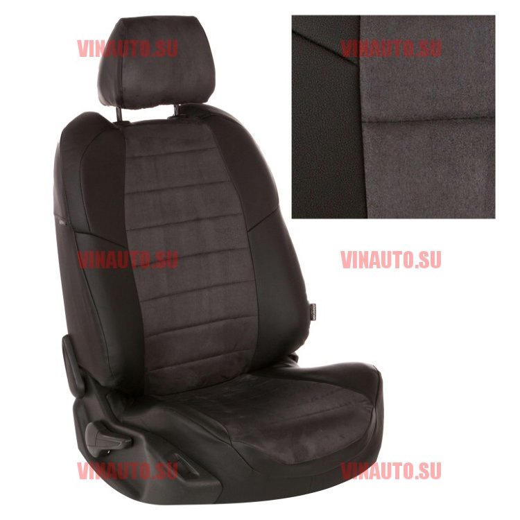 Авточехлы KIA-Sportage III 2010-2016 (Алькантара) чер+сер Авточехлы KIA-Sportage III 2010-2016 (Алькантара) чер+сер