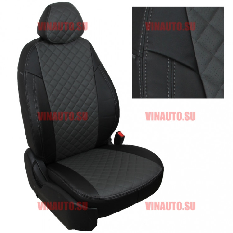 Авточехлы RENAULT-Logan 2004-2014 (Ромб) чер+тем.сер