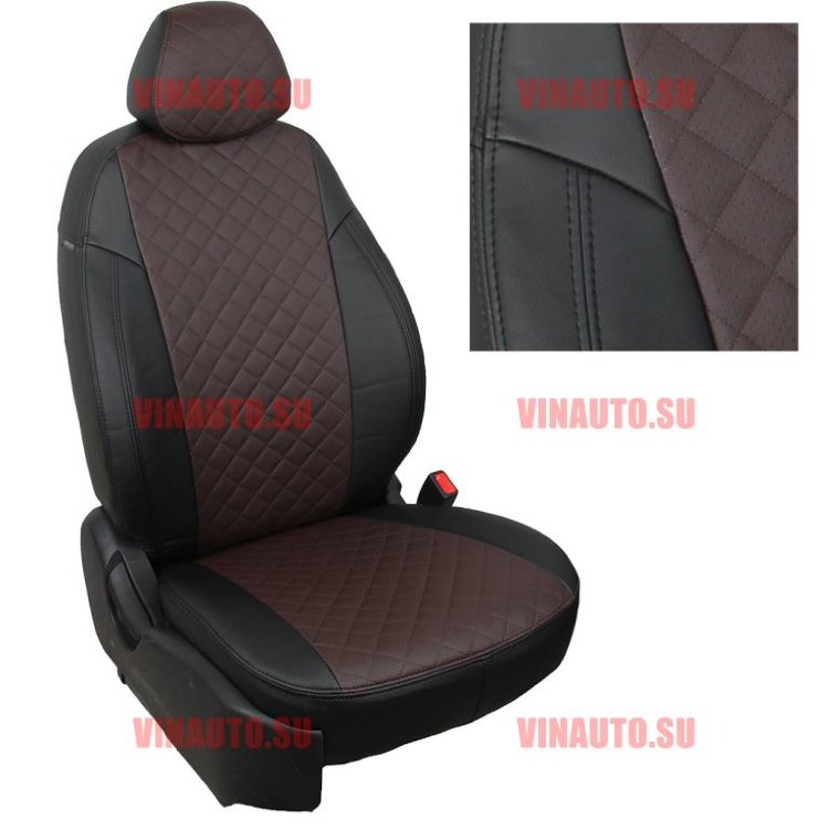 Авточехлы MITSUBISHI- L-200 с 07- (Ромб) чер+шоколад