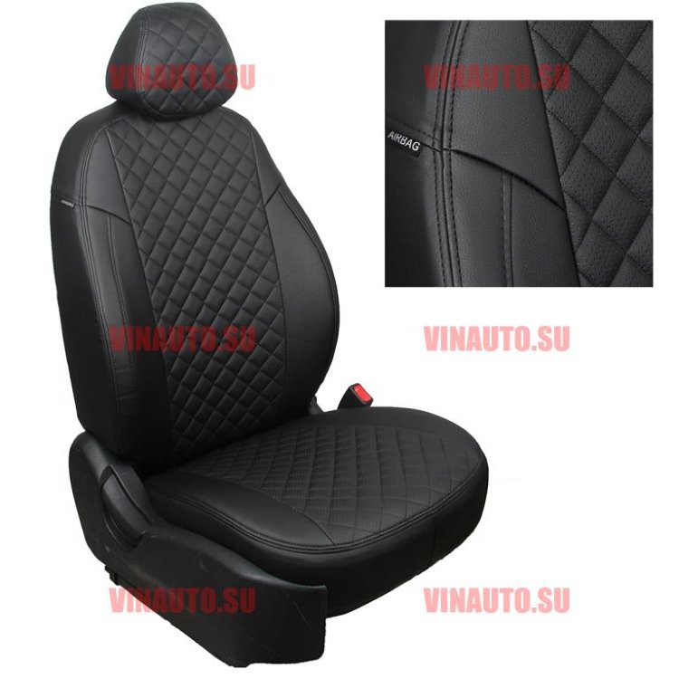 Авточехлы HONDA-CR-V 3 выпуск с 06-12 (Ромб) чер+чер Авточехлы HONDA-CR-V 3 выпуск с 06-12 (Ромб) чер+чер